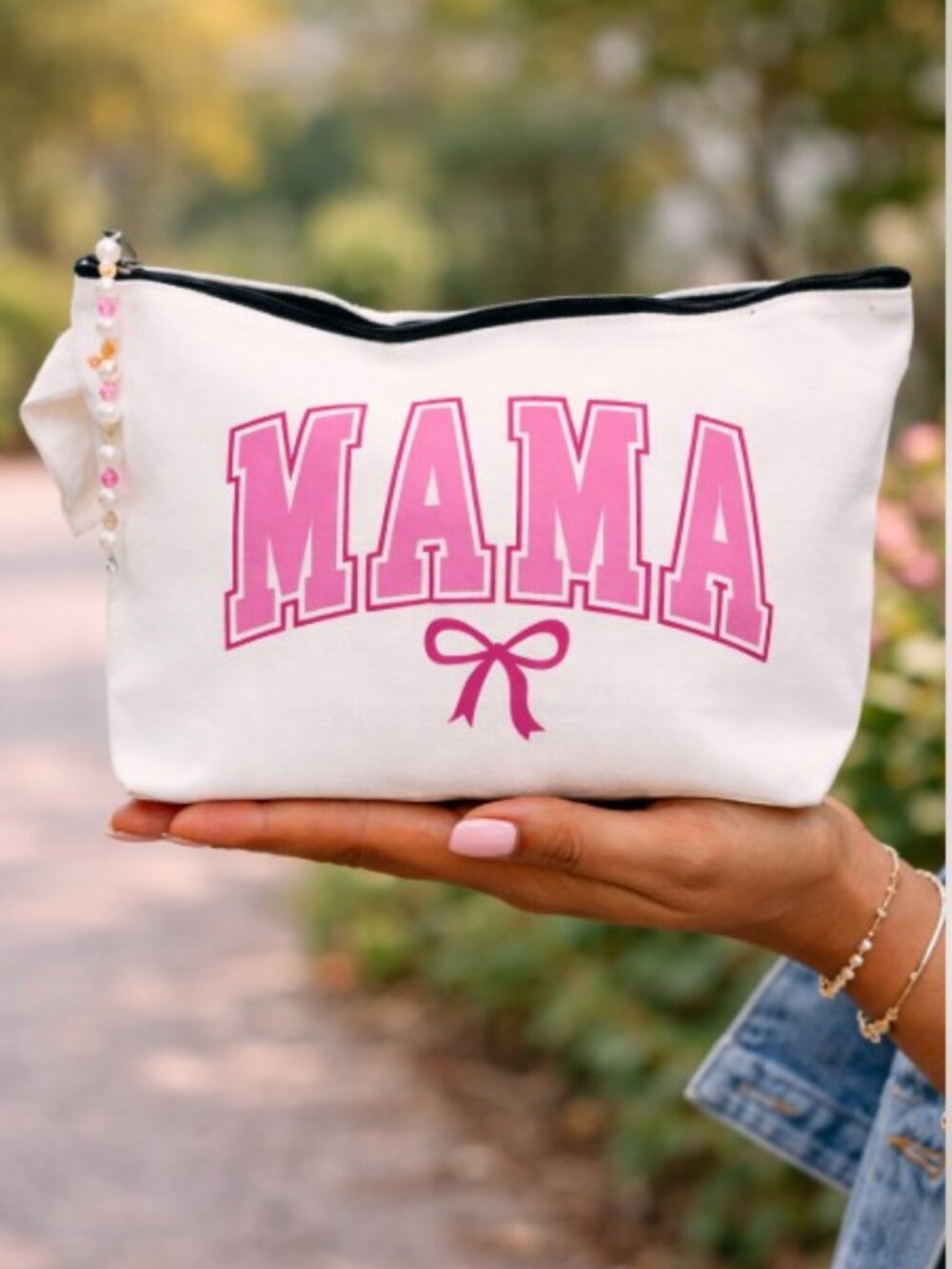 MAMA Pink Lettering Canvas Tote Bag
